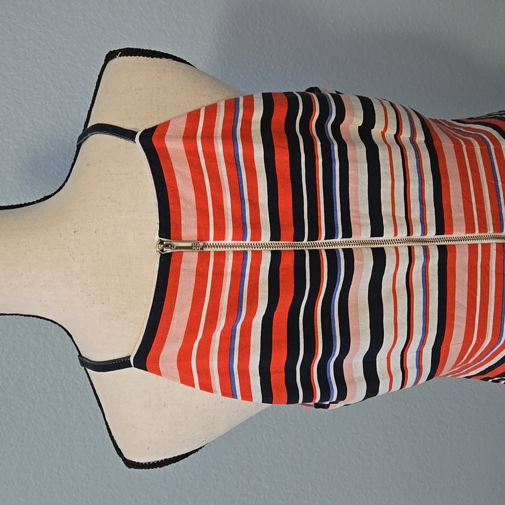 TOMMY HILFIGER Linen Halter Sheath Midi Dress Sz 12 Colorblock Preppy Collegiate - Picture 8 of 12